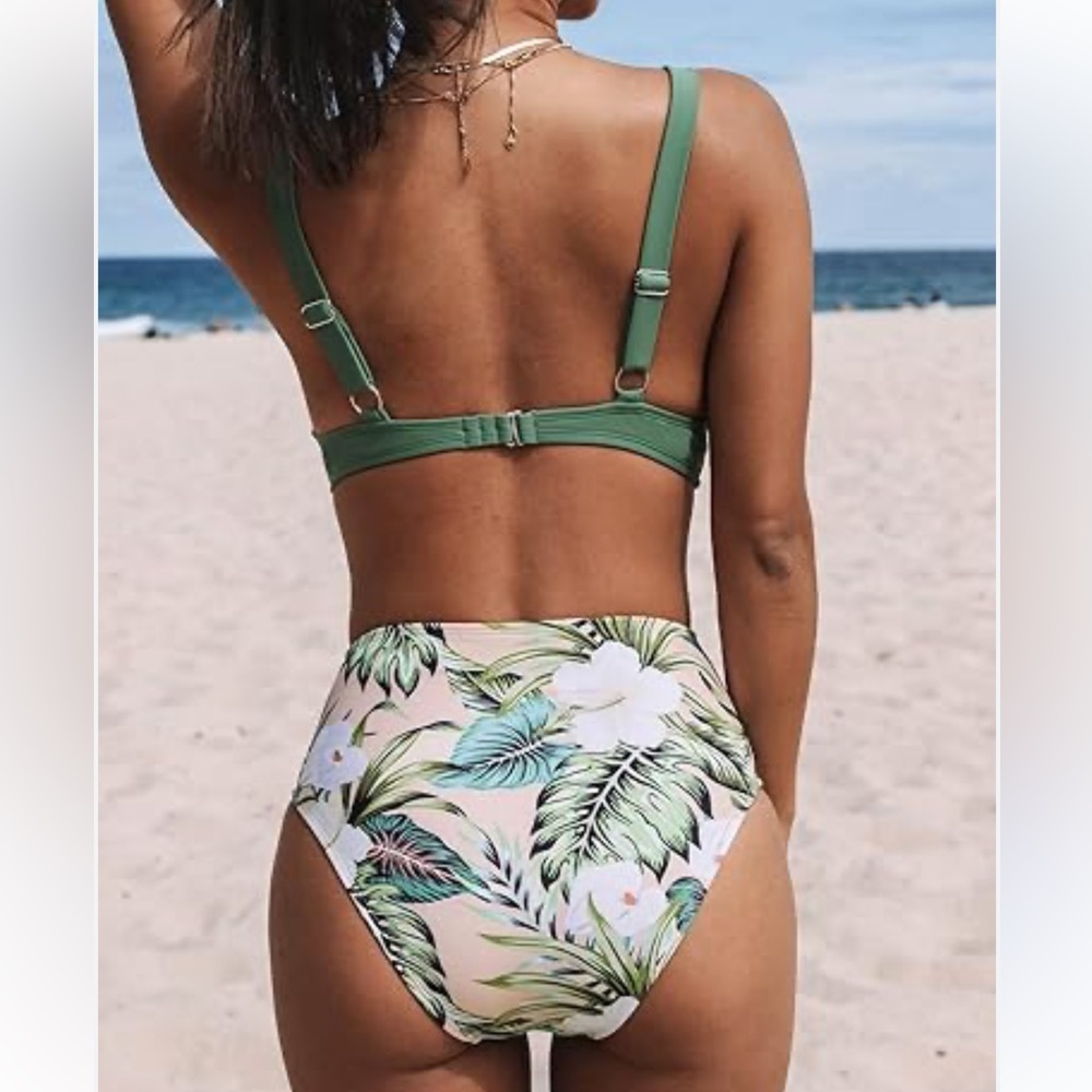 Two Piece Yellow Bikini Swimsuit Sets, 2-Piece Swim Set NWT Size M - Picture 2 of 2